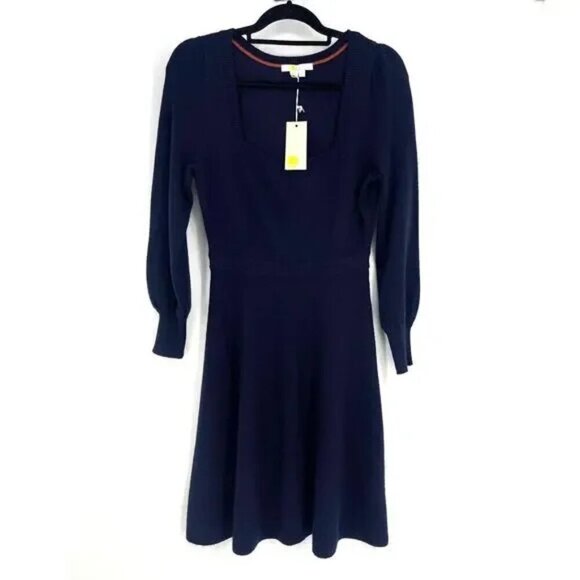 Boden Sweater Dress 6P NWT Square Neck Knitted Navy $160 - Picture 2 of 5